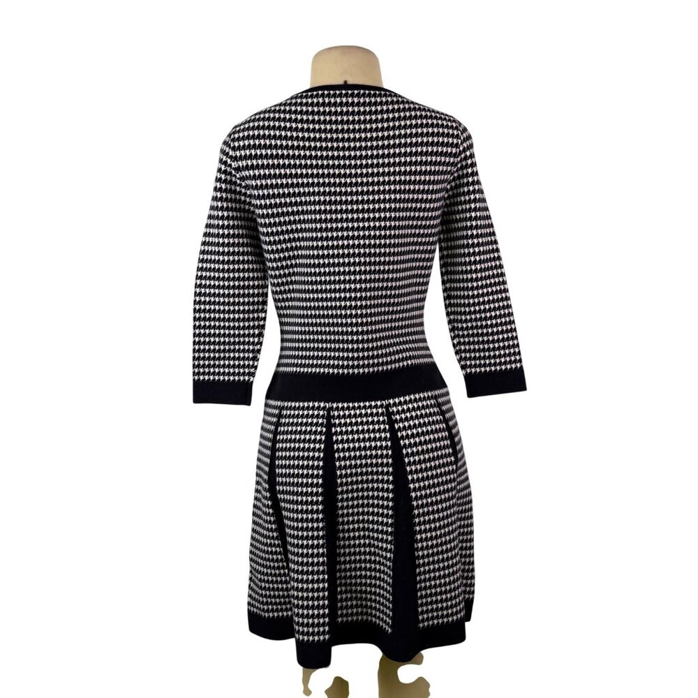Lauren Ralph Lauren Womens Black & White Houndstooth Pleated Dress Sz M - Picture 5 of 10